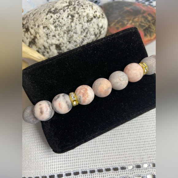 BOGO FREE Natural Pink Zebra Stone Bracelet 😍 - Picture 3 of 8